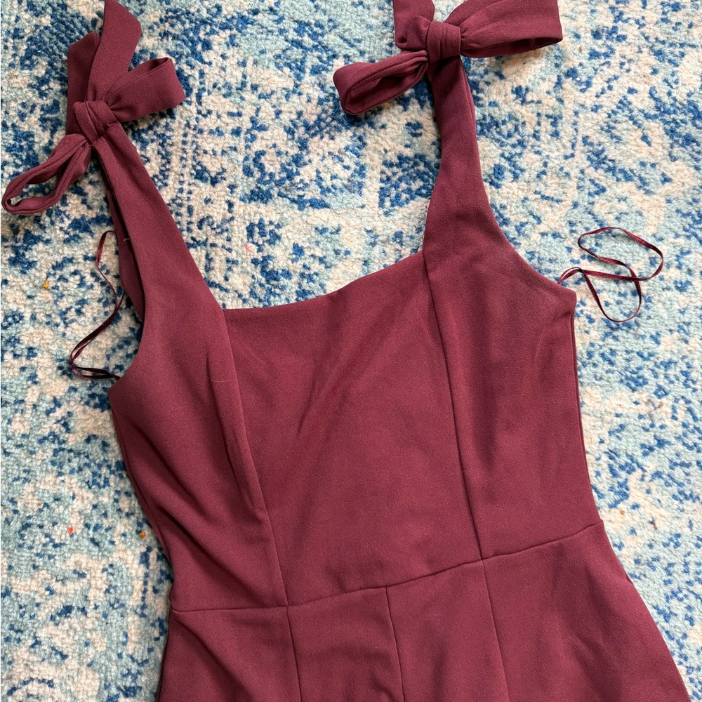 Commissions NWOT Elegant Burgundy Dress with Bow Straps